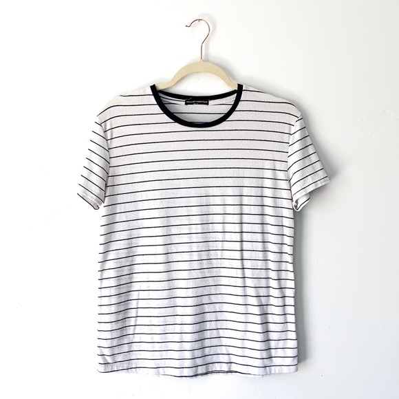 Brandy Melville Tops - Brandy Melville White & Navy Short Sleeve T-Shirt